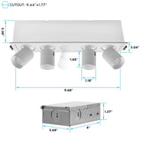 LUXRITE 5-Head Adjustable Recessed LED Spotlight, Retractable Directional Light, 5CCT 2700K-5000K, CRI90, 15W, 1000LM, Adjustable Head 355° Rotation & 80° Tilt, Dimmable, IC Rated, ETL Listed (4 Pack)