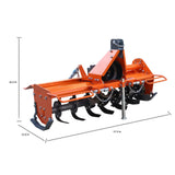 LEDTUS 49” 3 Point Rotary Tiller for 20-30HP Compact Tractors – Cat 1 Cultivator with 540 RPM PTO Drive, 28 Replaceable L-Shaped Tines for Wider Coverage (49")