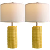 PoKat 23" Yellow Table Lamps Set of 2, Modern Living Room End Table Lamps Decor, Ceramic Lamps for Living Room, Contemporary Nightstand Lamps for Side Console Table Hallway Gift