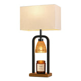 PoKat Electric Candle Warmer Lamp Black, Candle Lamp Warmer with Timer Dimmer & Wood-Like Base, Wax Light Warmer Lamp Jar Candles, Farmhouse Table Lamp for House Warming New Home Decor, Bulb Included