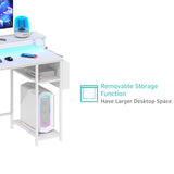 White Computer Desk with File Drawers Cabinet, 55 Inch Home Office Desk with Monitor Stand Shelves Lufeiya