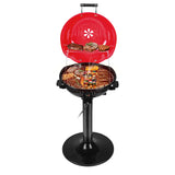Electric Grill Outdoor BBQ, Techwood 15-Serving Indoor/Outdoor Electric Grill for Indoor & Outdoor Use, Double Layer Design, Portable Removable Stand Grill, 1600W (Stand Red BBQ Grills)