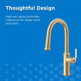 Gerber Kinzie Single Handle Gold Kitchen Faucet with Pull-Down Sprayer - Industrial Farmhouse Design, High Arc, Easy 1-Hole Installation in Brushed Bronze, D454437BB