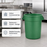 Getzi 6 Pack 20 Gallon Green Round Commercial Trash Can, Heavy-Duty Plastic Waste Bin