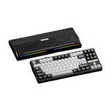 ZMX NUT87 Aluminum Custom Mechanical Keyboard,Hot-Swap Gasket Structure,Triple Mode 2.4G/Bt5.0/Wired,TKL 80% RGB Backlit 10000mAh Mechanical Keyboard for Game&Office,Black-Feathers