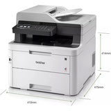 Brother Color MFC-L3770CDW Digital All-in-One Wireless Laser Printer, White - Print Copy Scan Fax - 3.7" Touch, 25 ppm