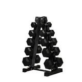 RITFIT Rubber Hex Dumbbells Set with Rack, 180-780LB Heavy-Duty Cast Iron Core, Knurled Chrome Handle, Space-Saving Storage Rack for Home Gym Strength Training