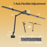 Lincrealy Led Desk Lamp with Clamp, 41" Architect Desk Lamp, 24W Ultra Bright Auto Dimming Computer Light, Eye-Caring Task Lamp for Home Office, Reading, Study, Dual Monitors, Workbench