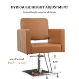 mefeir Camel Barber Chair Hair Salon Chair with Heavy Duty Hydraulic Pump, Square Base, Stainless Steel Footrest,Styling Chair for Beauty Spa Hairdressing Braiding