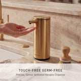simplehuman 9 oz. Touch-Free Automatic Rechargeable Sensor Pump, Brass Stainless Steel, New