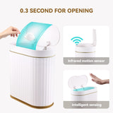 ELPHECO Bathroom Trash Can with lid 2.5 Gallon Waterproof Motion Sensor Wastebasket