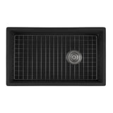 Ruvati 30-inch Matte Black Fireclay Modern Farmhouse Offset Drain Kitchen Sink Single Bowl - RVL4018MBK