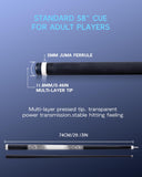 KONLLEN Carbon Fiber Pool Cue, Low Deflection Shaft with Pro Taper, Ebony Inlay Design, 11.8mm Tip, Adjustable Weight System