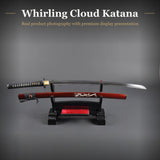 Red Whirling Cloud Katana, 1045 Carbon Steel Hand Forged Full Tang Sword