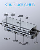 9-in-1 Docking Station Dual Monitor 4K LIONWEI USB C Hub for Laptop Mac