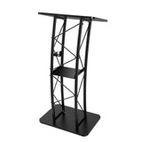 Black Curved Podium, 23.8 x 15.9 x 47 Inch Podium Stand Portable Church Pulpit Metal Black Lectern