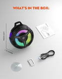 bondidea Waterproof Bluetooth Shower Speaker with Suction Cup, IPX7 Bathroom Speaker, 15W Loud Stereo Sound, Deep Bass, TWS Pairing, RGB Lights, Portable Speaker Gift for Men & Women