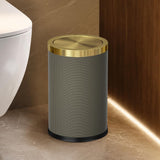 LEASYLIFE 9L/2.3GAL Bathroom Trash Cans Gold,Brush Brass Trash Can with Lid,Gold Trash Can for Bathroom,Bedroom, Powder Room,Office,Laundry Room (9L-Gery)