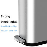 2.6 Gallon Slim Bathroom Trash Can with Soft Close Lid, 10L Stainless Steel Garbage Can with Removable Liner Bucket