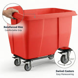 8 Cubic Foot 500 lb. Trash Cube Truck, Red Commercial Laundry Cart