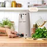 Electric Can Opener, Auto-Turn, Knife Sharpener, Bottle Opener, Easy-Clean, Corded, One-Touch, Stainless Steel Blade (Porcini Taupe)