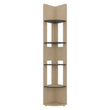 Tuhome Home 71" Tall Corner Standard Bookcase with 5 Open Storage Shelves, Closed Back, Freestanding Living Room, Office or Bedroom Storage (Model M7), Coastal Oak/Wenge