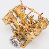 MechPuConToy Engine Model Kit That Works, RW-V4 Mini V-Shape 4-Cylinder Reciprocating Steam Engine Model for 90-150cm Steamships (Boiler Not Included)