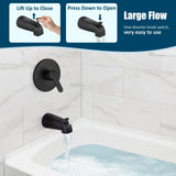 Aolemi Tub Shower Faucet Set With Valve Wall Mount Shower Trim Kit 6 Inch Bathtub Fixtures Rough-in Valve Single-Spray Shower Head System 5.3 Inch Tub Spout Matte Black Modern