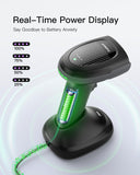 Inateck Wireless 2D Barcode Scanner Bluetooth, Megapixel QR Scanner with Charging Cradle Data Receiver, 2X 2000mAh Replaceable Batteries for Continuous Shift Work