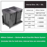 Under Sink Pull-Out Trash Can Kit - 60L Kitchen Recycling Bin with Soft-Close Slides, Space-Saving Waste Container for Cabinet Organization & Easy Access