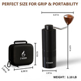 CF WISDOM Espresso Manual Burr Coffee Grinder – CNC Stainless Steel Conical Burrs, Dual Bearings, Precision Adjustable Hand Grinder