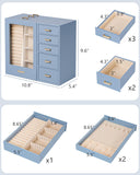 Homde Jewelry Organizer large for Dresser: Big Jewelry Box for Women - Holder with Drawers - Elegent Necklace Earring Ring Display Modern Gift (Grey Blue)