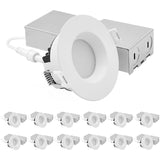 LUXRITE 3 Inch LED Recessed Light, Regressed Mini Panel Spotlight, 5CCT 2700K-5000K, 9/12 Watt, 750/1000 Lumens, Dual Dimmable (TRIAC & 0–10V), 90° Beam, Wet Rated, ETL Listed (12 Pack)
