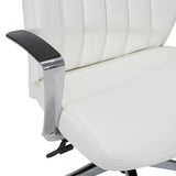 Office Star Products Antimicrobial Fabric High-Back Commercial Office Chair, Channel Tufting with Lumbar Support, Fixed Padded Aluminum Arms, Chrome Base, Dillon Snow White Fabric