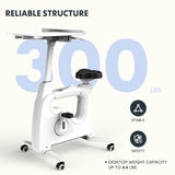 FLEXISPOT Exercise Bike with 2D Desktop, Space Saving Under Desk Bike with Removable Desk, Stationary Bikes Indoor Cycling Bikes with 8 Level Resistance Upgraded Max Flywheel LCD Tracking, V9MAX-White