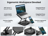 Laptop Stand for Desk,Adjustable Computer Stand with 360° Rotating Base,2-in-1 Laptop Stands with Phone Holder