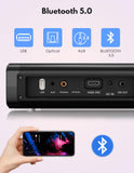 Puxinat 2 in 1 Separable Sound Bar for Smart TV with Subwoofer, Bluetooth 5.0 Surround Sound System for Home Theater, ARC/Optical/Aux/USB TV Speaker, Treble/Bass Adjust, 10 EQ Modes, Remote Included