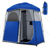 Tangkula Double-Room Shower Tent, Oversize Space Privacy Shelter for Camping with Floor, Portable Camping Changing Tent with Removable Rain Fly, Storage Bag for Dressing, Toilet
