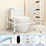 665lbs Toilet Safety Rail - Medical Grade Heavy Duty Bariatric Support Frame - No-Drill Stand Assist with Vacuum Suction Cup & Foam Handles - Adjustable Height & Width for Seniors, Post-Surgery