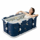 Simcat Portable Foldable Bathtub Folding Bathtub Boys and Girls Tub for Shower Soaking Hot SPA and Ice Bath Tub (Planet Blue)