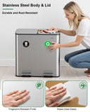 Lovewind 2×11.5 Gallon Dual Trash Can, Stainless Steel Dual Garbage and Recycling Can with Foot Pedal, 90° Stay-Open Lid