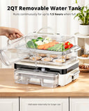 AIRMSEN Glass Food Steamer for Cooking - 8.5QT Vegetable Steamer with 2-Tier Stainless Steel Trays, 1200W Super Fast Heating for Veggies, Seafood & Rice, BPA-Free