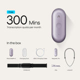 Plaud NotePin S Wearable AI Voice Recorder, Transcribe & Summarize, Purple