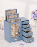 Homde Jewelry Organizer large for Dresser: Big Jewelry Box for Women - Holder with Drawers - Elegent Necklace Earring Ring Display Modern Gift (Grey Blue)