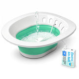 Pochik Electric Sitz Bath for Toilet Seat, Collapsible Portable Soaking Tub for Hemorrhoids and Postpartum Care, Automatic Flushing Sitz Bath Basin with Adjustable Flow - Green
