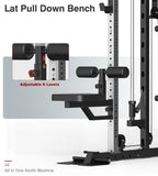 DONOW Smith Machine with Weight Stacks, Multi Function Home Gym System Training Power Cage Squat Rack Dual Cable Crossover Machine All in One