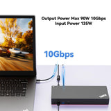 Hybrid USB-C with USB-A Adapter Docking Station for Lenovo Laptops, Dual Monitor