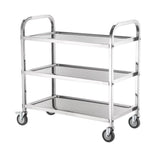 Stainless Steel Cart On Wheels,2/3-Tier Detachable Stainless Steel Utility Rolling Service Cart,Kitchen Storage Cart,Service Carts for Restaurants,Hotels and Commercial Use(3 Tier,37.4x19.7x37.4in)