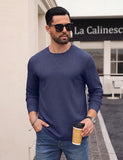 Askdeer Men's Waffle Long Sleeve T-Shirt Casual Lightweight Pullover Tees