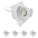 LUXRITE 4 Inch Trimless Gimbal LED Recessed Lighting, 20W, 2000LM, 5CCT Selectable 2700K-5000K, 38° Beam Angle, Dual Dimmable, Directional Push-n-Lock Spotlight, CRI 90, Damp & IC Rated, ETL (4 Pack)